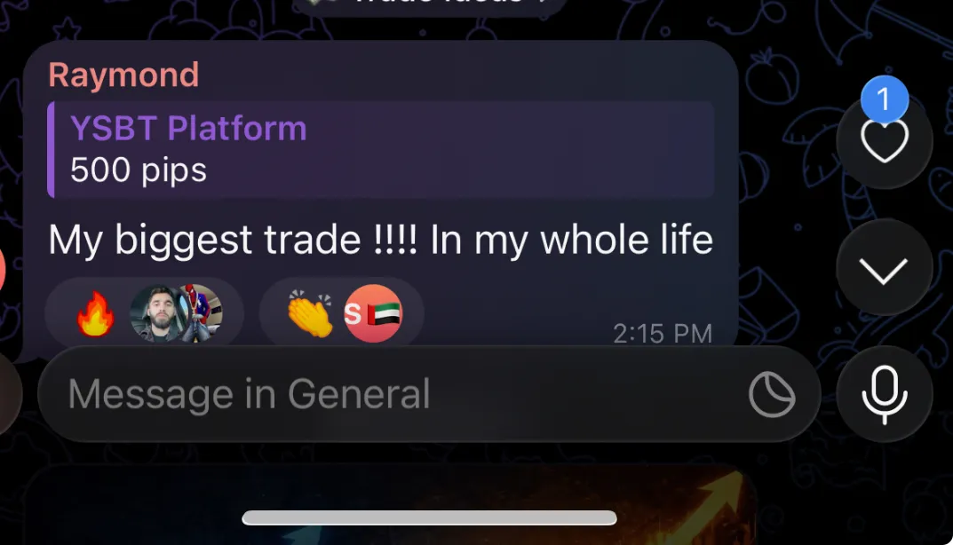 Member message: My biggest trade in my whole life — 500 pips.