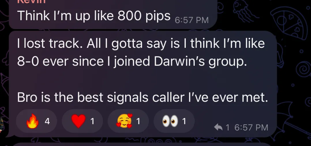 Member message: I think I'm like 8-0 ever since I joined Darwin's group.